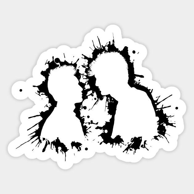 Shadowhunters / The Mortal Instruments - Malec voids and outline splashes (black) - Alec Lightwood and Magnus Bane / Matthew Daddario and Harry Shum Jr Sticker by Vane22april